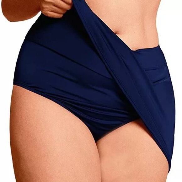 Swim Solutions Swim Bottom Short Skirt Style NWT $59 Navy Blue Size 22W Plus - Picture 5 of 5